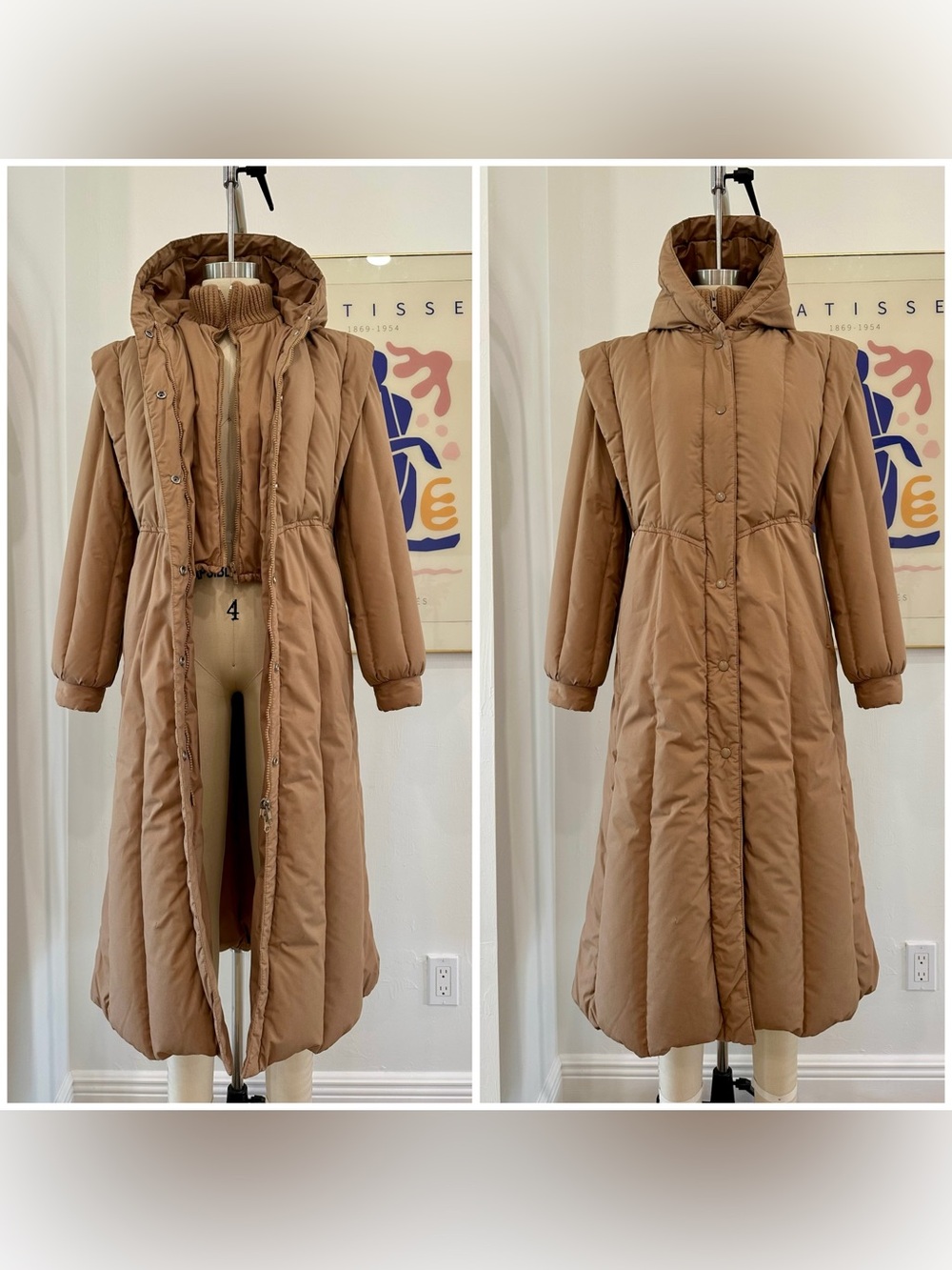 Vintage Long Puffer Coat with Hood